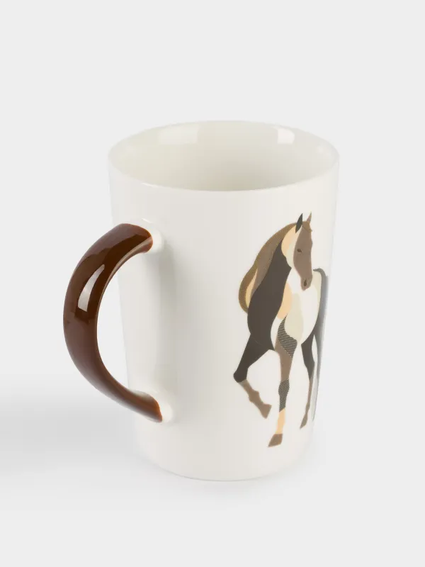 Саптыаяқ, 420 мл, фарфор N, ақ-қоңыр, Жылқы, Horse art, image-1