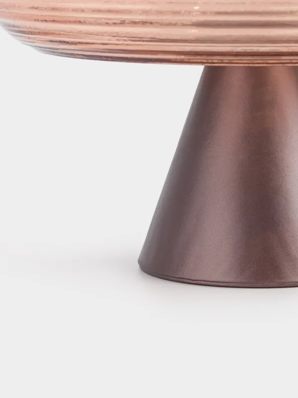 Жеміс вазасы, 21х13 см, аяқты, шыны, қоңыр, Жолақтар, Color pattern, image-1