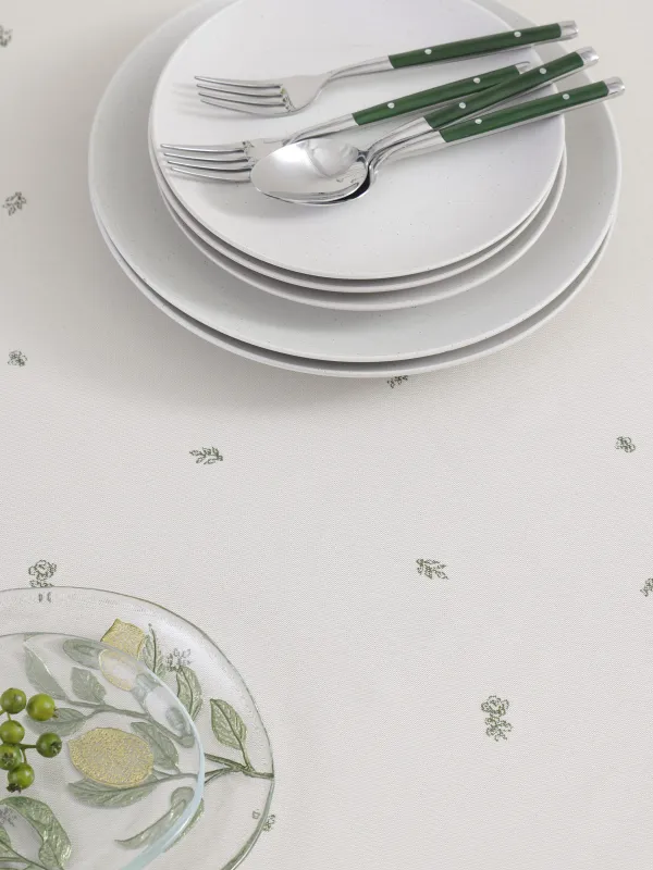 Скатерть, 170х250 см, из жаккарда, Зеленые цветы, Green flowers, image-4