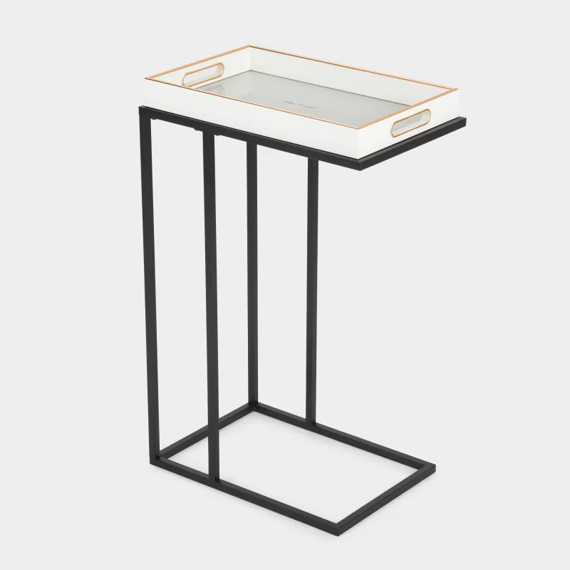 Подставка для подноса, 60 см, металл/стекло, прямоугольная, черная, Black style, image-4