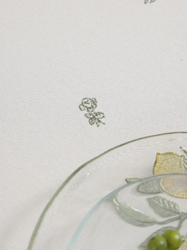 Скатерть, 170х250 см, из жаккарда, Зеленые цветы, Green flowers, image-2