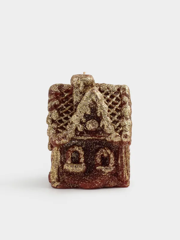 Свеча, 7х9 см, с блестками, бордовая, Домик, House shape, image-0