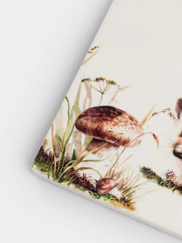 Саптыаяқ тұғыры, 11х11 см, шаршы, керамика/тығын, ақ, Кірпі, Forest hedgehog, image-3