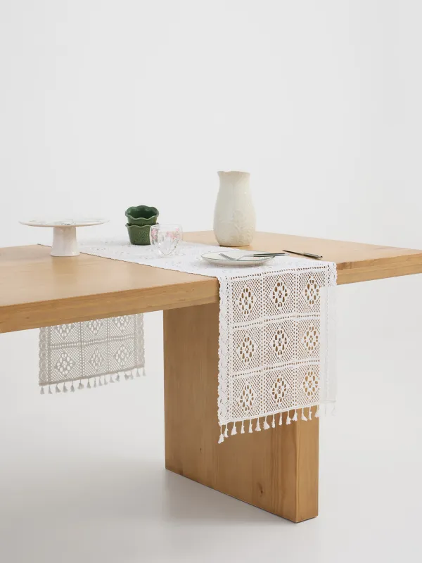 Дорожка настольная, 40х160 см, с кисточками, Ажурный узор, Tracery, image-5