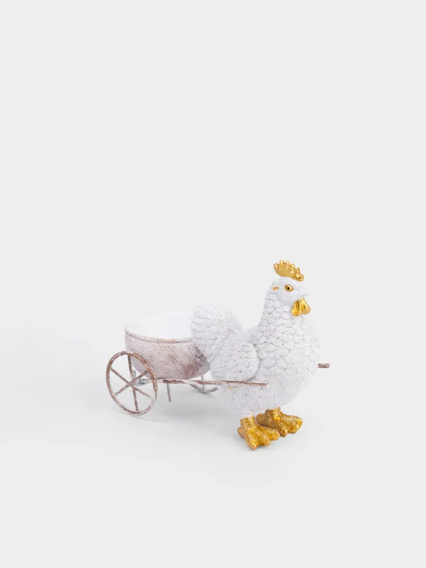Подставка для яйца, 12х10 см, полирезин/металл, бело-золотистая, Курочка, Easter pullet, image-1