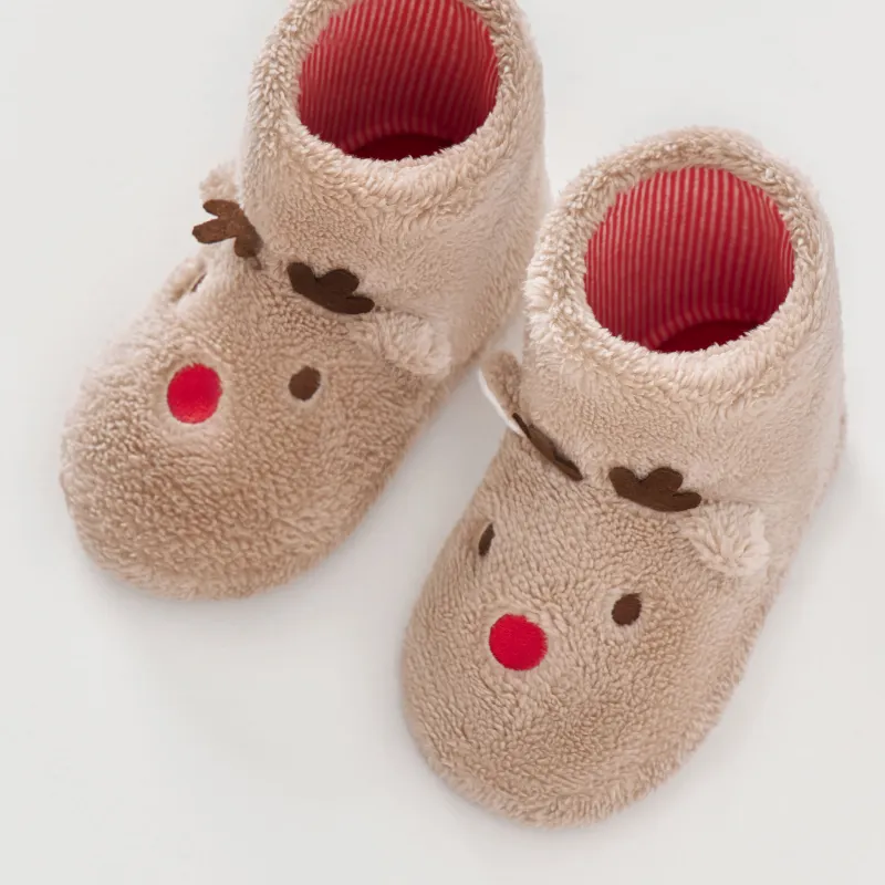 Балалар тәпішкесі, үйге арналған, биік, ө. 27, жүн/полиэстер, сарғылт, Бұғы, Reindeer