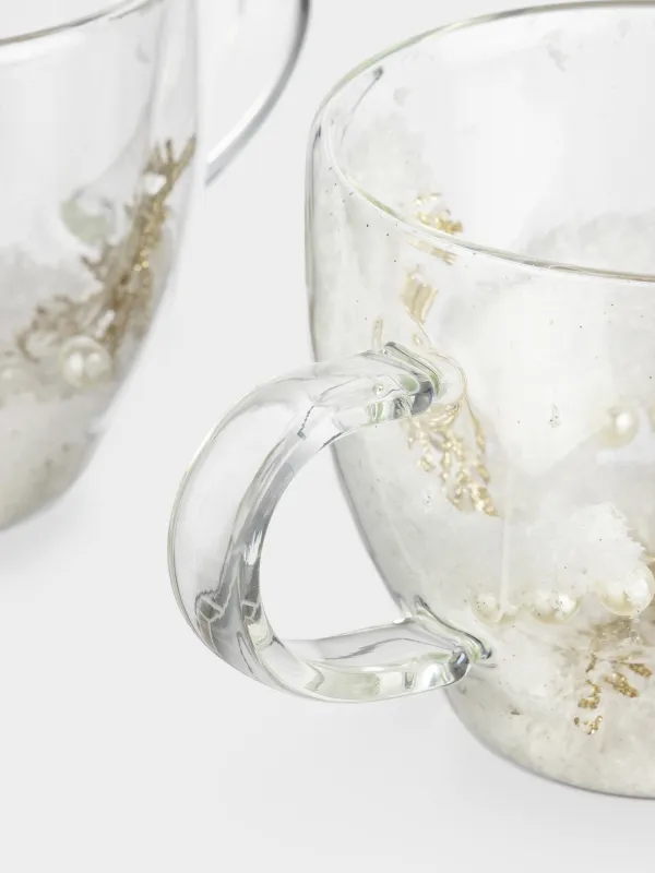 Саптыаяқ, 280 мл, 2 дана, шыны Б, ішінде қар басқан бұтақтары бар, Air decor, image-3