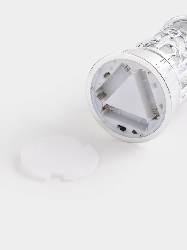 Қар шамы, 19 см, жарықтандырылған, пластик, күміс, Орман, Silver style, image-4