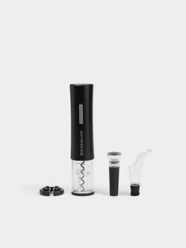 Шарап жинағы, 4pr, вакуумдық тығынмен, пластик/Болат, жарықдиодты W, қара, бар, image-0