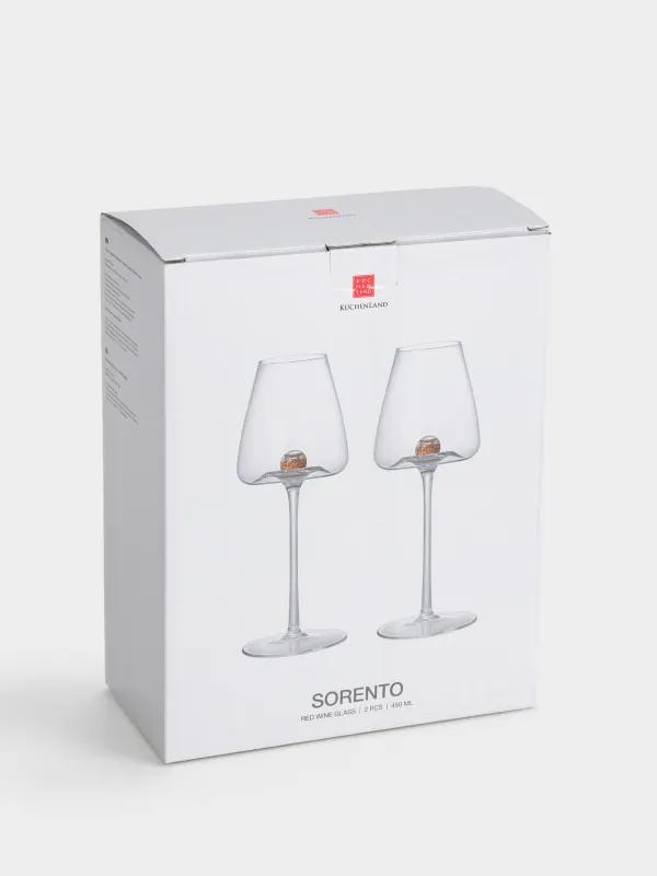 Бокал для красного вина, 450 мл, 2 шт, кристальное стекло, Янтарный шар, Sorento globular, image-6