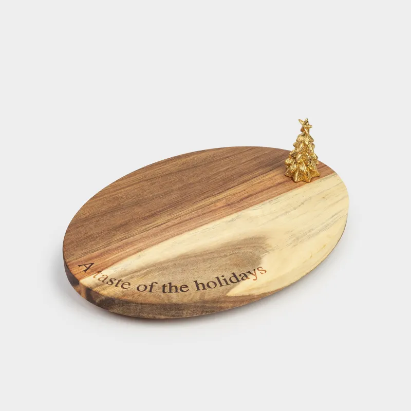 Блюдо сервировочное, 25х18 см, на ножках, дерево/полирезин, овальное, Елка, Noble tree