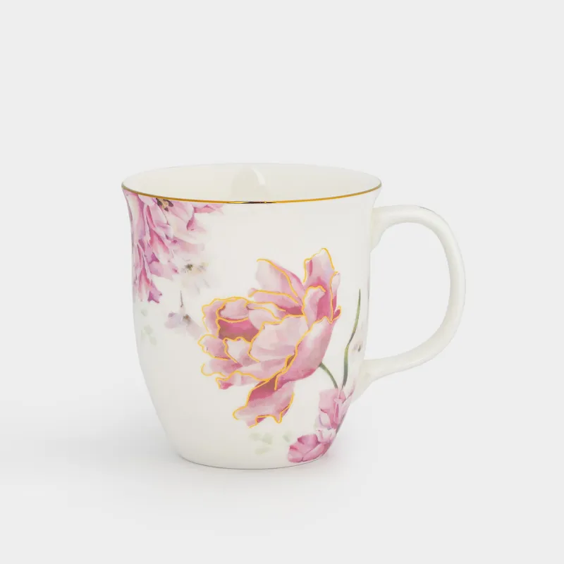 Саптыаяқ, 350 мл, фарфор F, ақ, алтын жиегі бар, Үлкен гүл, Bloome