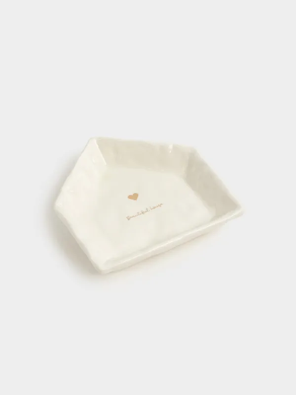 Кесе, 14х3 см, керамика, сүт және алтын түстес, Әдемі үй, Snow sparks, image-1