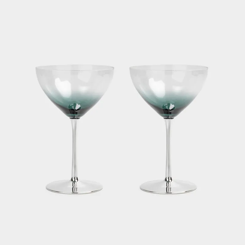 Шампан бокалы, 230 мл, 2 дана, шыны, сұр градиент, Vergato gradient