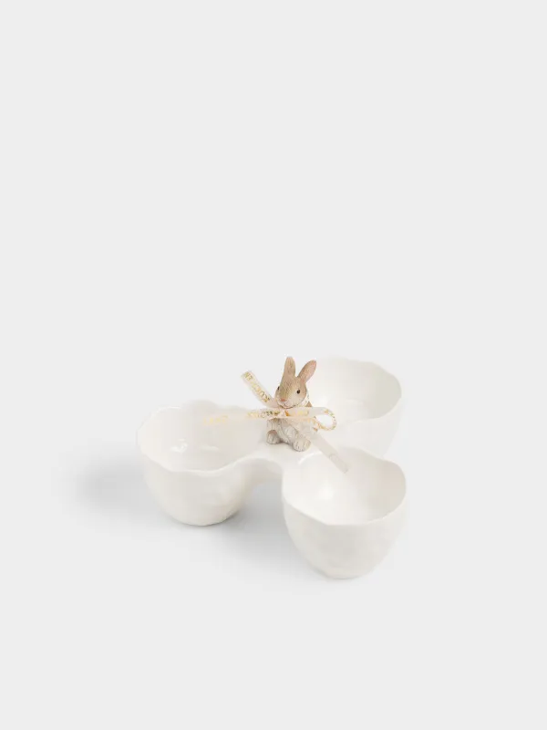 Пасха ыдысы, 11х8 см, 3 бөлім, фарфор Р, ақ, Қоян, Rustic Easter, image-1