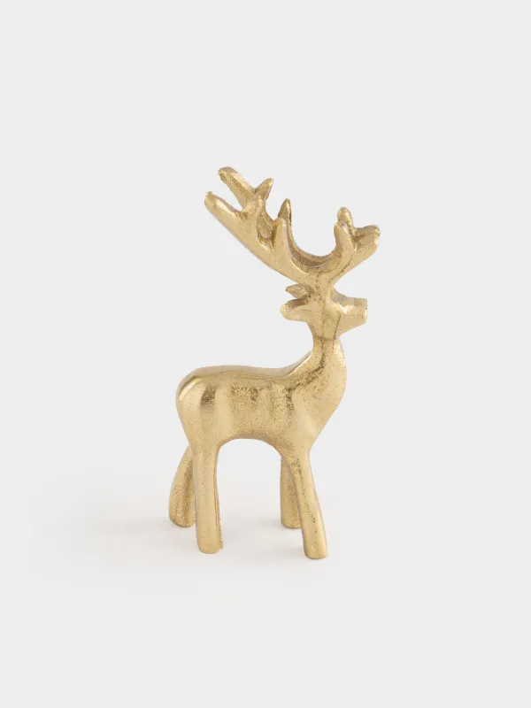 Мүсінше, 12 см, металл, алтын түстес, Бұғы, Arctic deer, image-3