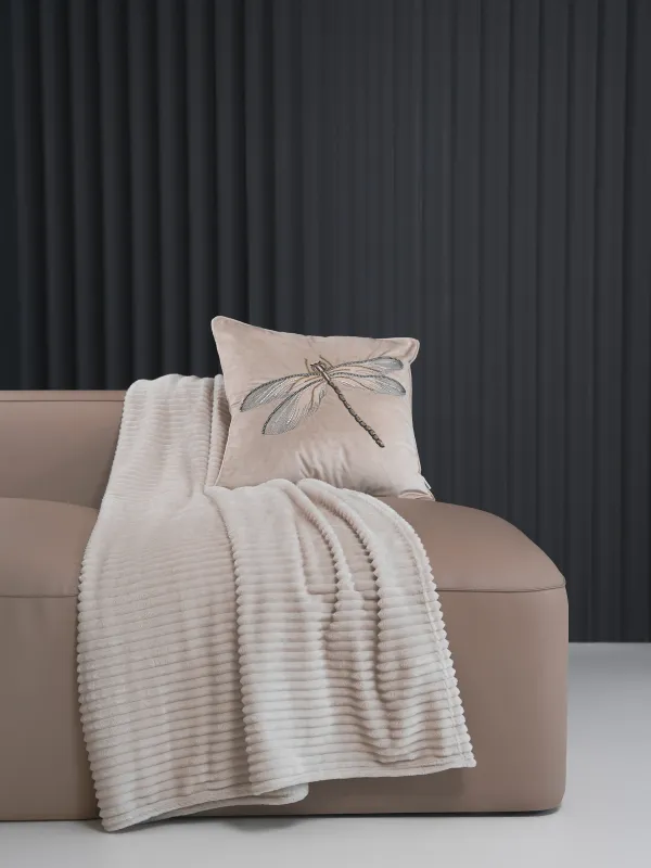 Плед, 130х170, фланель, құм, көлемді жолақтар, Flannel, image-4