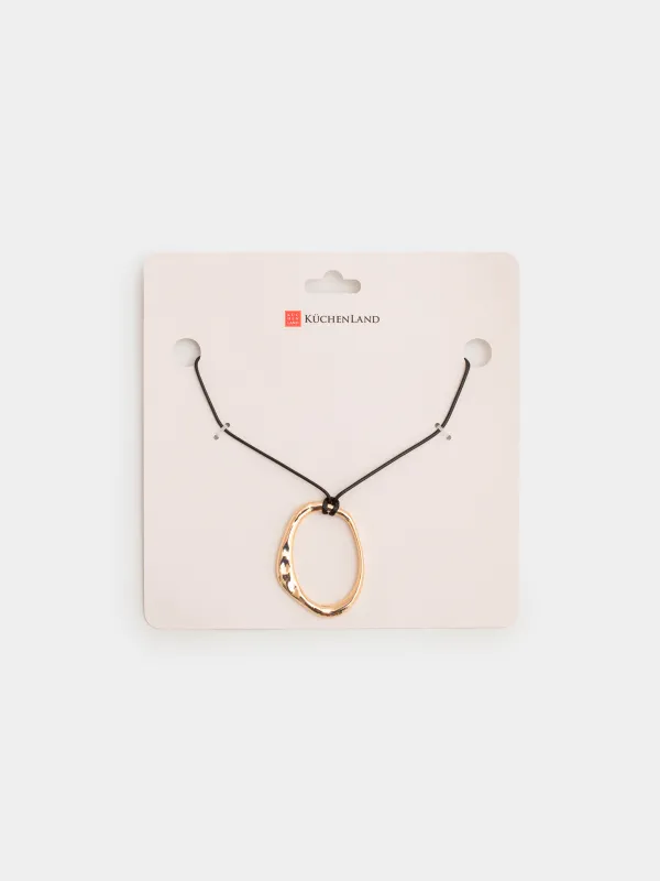 Цепочка-шнурок, 90 см, с подвеской, нейлон/металл, золотистая, Jewelry, image-3