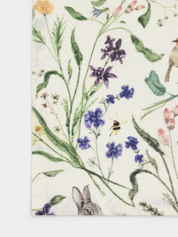 Полотенце кухонное, 40х60 см, хлопок, бежевое, Кролики в цветах, Rabbit in flowers, image-5