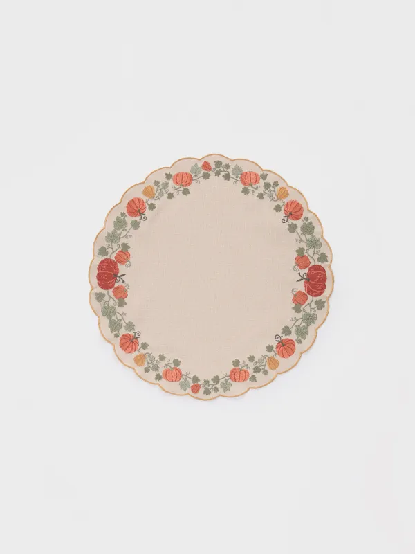 Салфетка под приборы, 38 см, полиэстер, круглая, бежевая, Тыквы, Colorful gourds, image-0