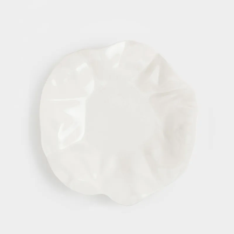 Түскі ас тәрелкесі, 25 см, фарфор N, сүт түстес, Мыжылған эффект, Crumple