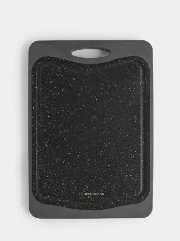 Кесу тақтасы, 28, 5х20 см, екі жақты, бамбук/пластик, қара, Marble bamboo, image-0