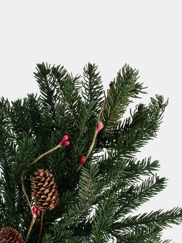 Сәндік бұтақ, 60 см, ағаш/пенопласт, қылқан жапырақты хош иіс, Қою қызыл жидектер мен шырша бүршіктері, Bordo berry, image-2