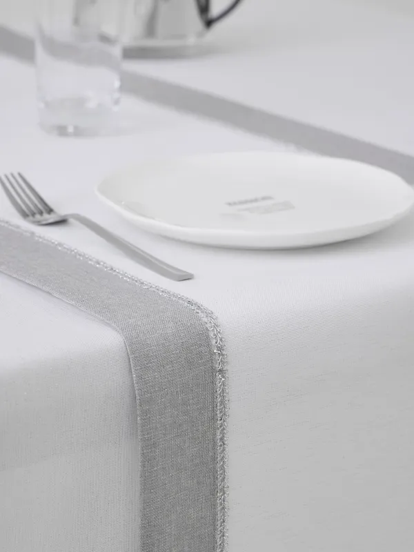 Жұмыс үстелі жолы, 40х160 см, полиэстер, АҚ және сұр, Milky way, image-4