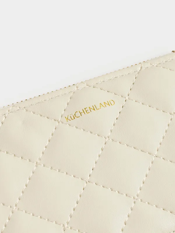 Әйелдер әмияны, 13х8 см, сыдырмалы, карточкаларға арналған бөлімдері бар, полиуретан, сүт түстес, Quilted, image-4