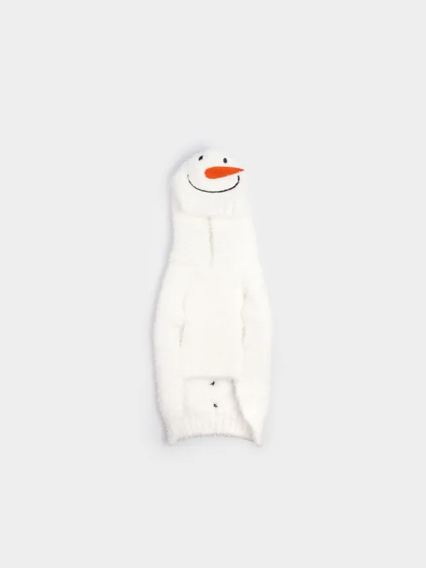 Свитер для животных, 25 см, р. XS, с капюшоном, полиэстер, белый, Снеговик, Fashion pet, image-0