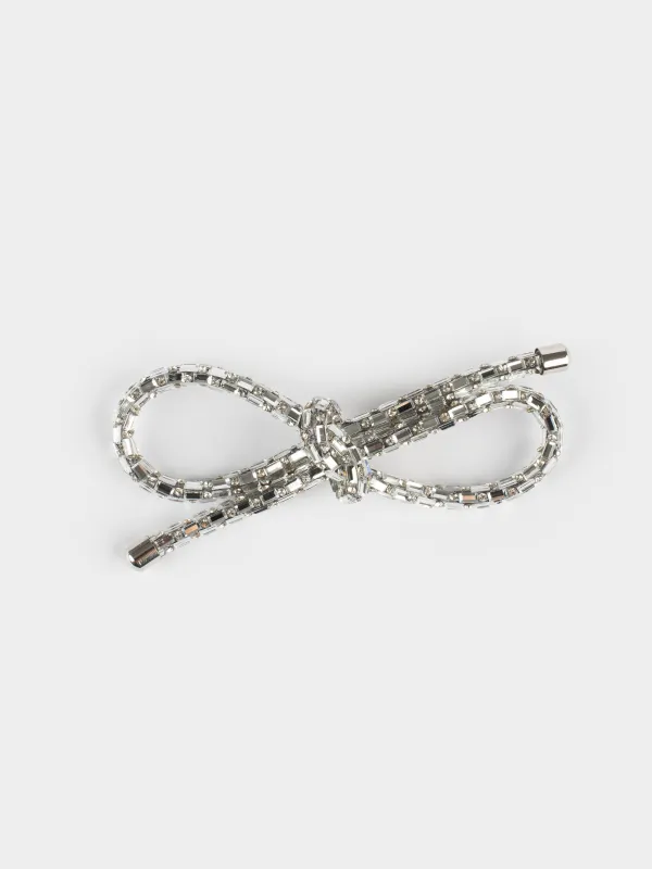 Шаш қыстырғыш, 12 см, шыны/металл, күміс түстес, Бант, Hair crystal, image-0