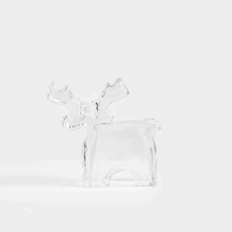 Шам ұстағыш, 10 см, жіңішке шамға арналған, шыны, қоңыр, Бұғы, Deer shape