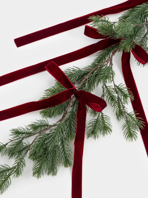 Сәндік бұтақ-гирлянд, 1,3 м, полиэтилен, Қызыл бантиктері бар шырша, Conifer decor, image-3