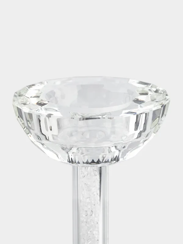 Шам ұстағыш, 23 см, шай/жұқа шам үшін, аяғы, шыны / ринстондар, Кристалл, Кристалл, image-4
