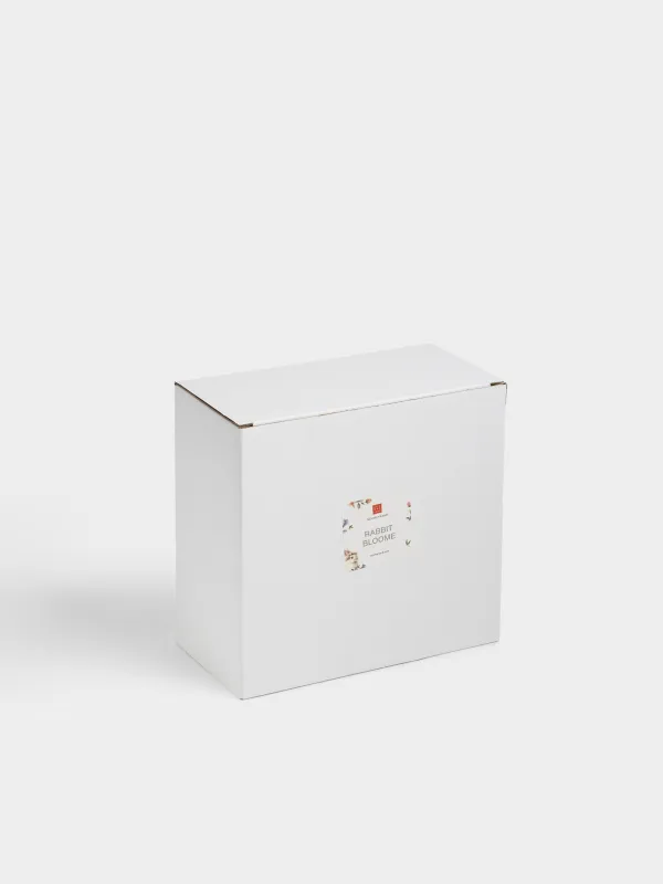 Аяқты ыдыс, 20х9 см, керамика, сүт түстес, Қоян және гүл, Rabbit bloome, image-5