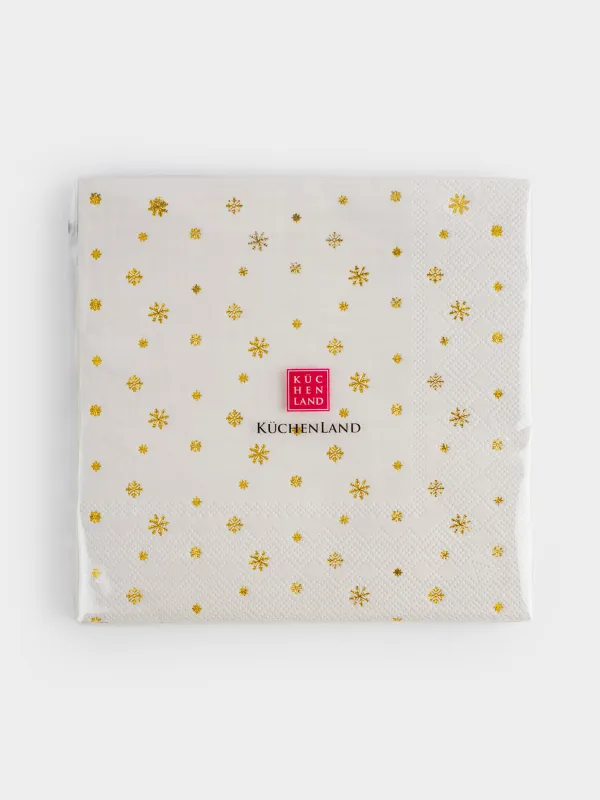 Салфетки бумажные, 33х33 см, 20 шт, Snowfall gold, image-4