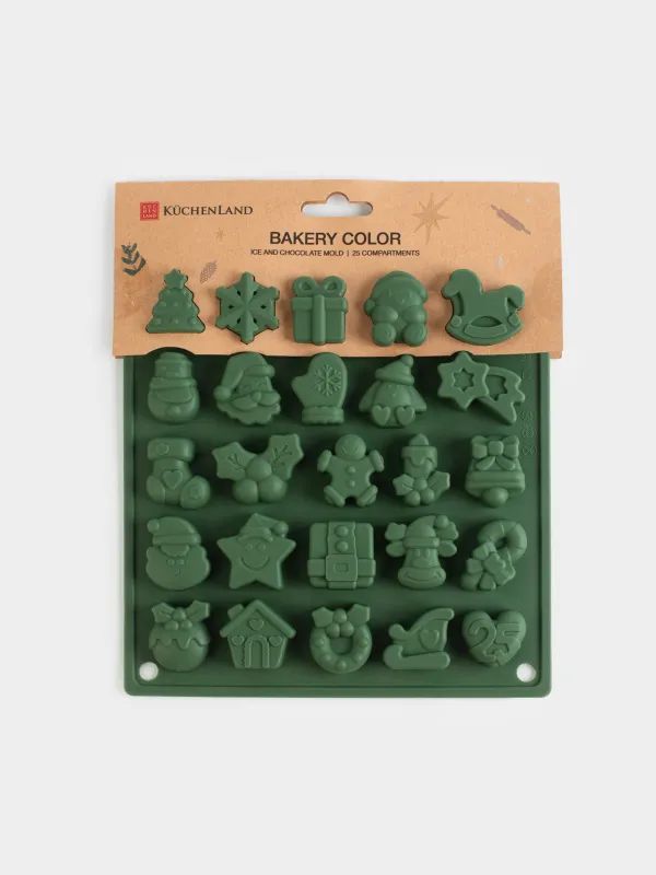 Мұз бен шоколадқа арналған қалып, 19х18 см, 25 бөлім, силикон, жасыл, Мерекелік атрибуттар, Bakery color, image-4