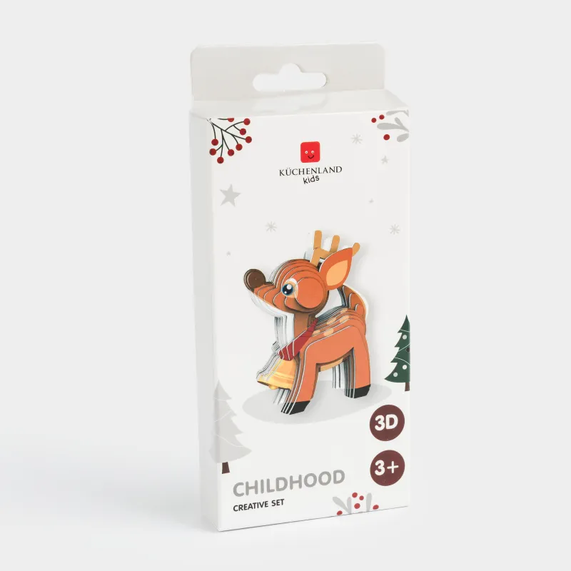 Шығармашылыққа арналған жиынтық, 8х6 см, картон, 3D-конструктор, Бұғы, Childhood, image-4