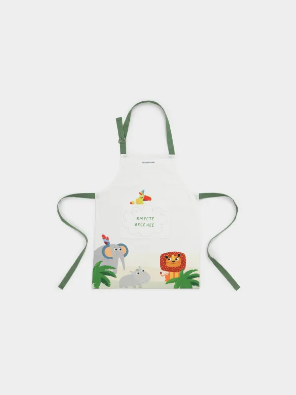 Фартук детский, 45х60 см, хлопок, молочный, Животные, Jungle, image-0