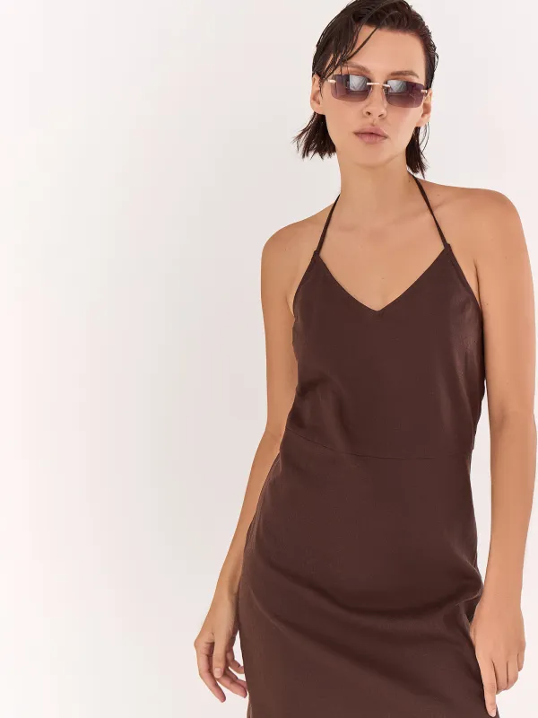 Әйелдер көйлегі, мини, өлшемі S, белдіктері бар, вискоза/зығыр, лимон, Nicolia, image-6