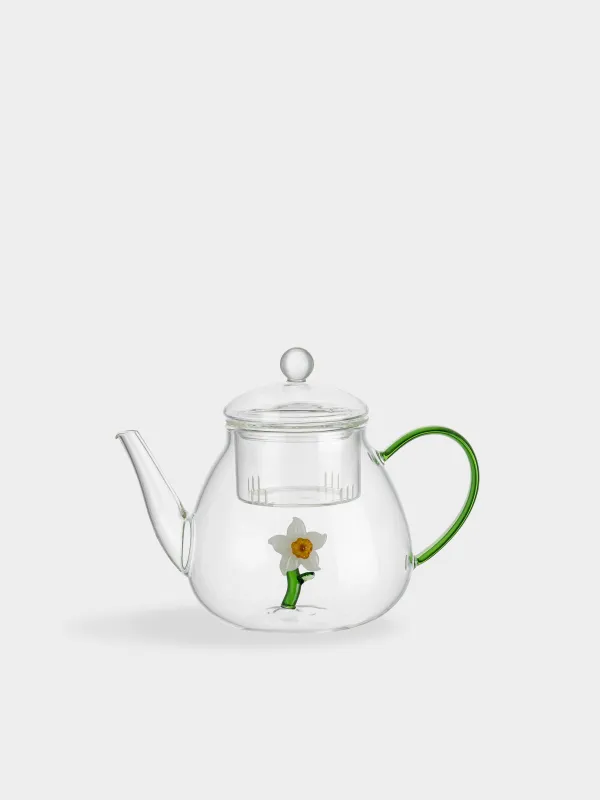 Чайник заварочный, 1 л, стекло Б, зеленая ручка, Нарцисс, Shape, image-0