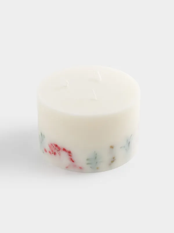 Хош иісті шам, 7 см, үш фитиль, орайоттар бар, ақ, Balmy spring, image-1