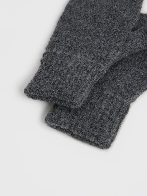 Әйелдер қолғаптары, бірыңғай өлшем, акрил/полиэстер, сұр, Knitting fuzz, image-2