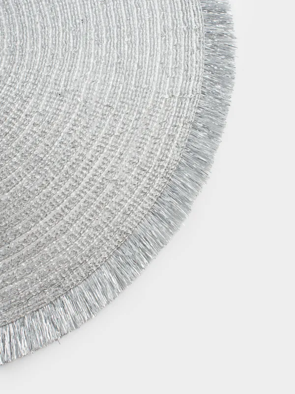 Аспаптарға арналған майлық, 38 см, шашақтары мен пайеткалары бар, полиэстер, дөңгелек, күміс, Rotary shine, image-2