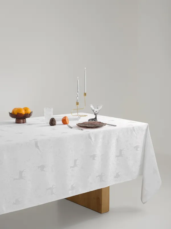 Дастархан, 170х250 см, жаккард, полиэстер, сүт және алтын түстес, Бұғы мен шырша, Gallant deer, image-3