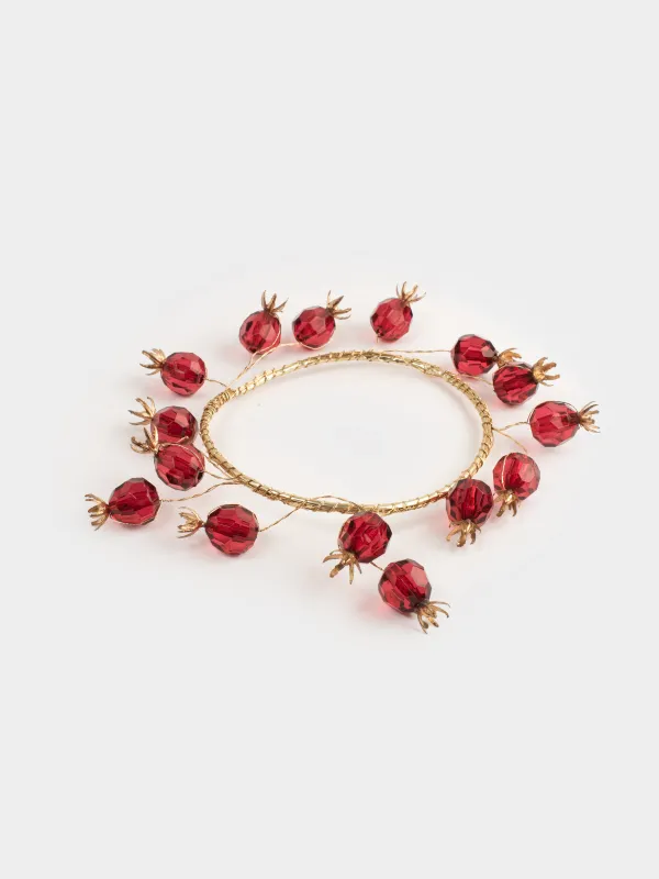 Венок для свечи, 10/18 см, металл/пластик, Красные гранаты, Garnet decor, image-1