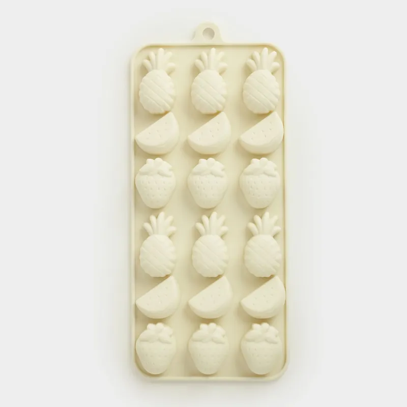 Форма для льда и шоколада, 23х10 см, 18 отд, силикон, молочная, Фрукты, Bakery