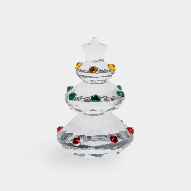 Мүсінше, 5 см, шыны, Кристалдары бар шырша, Christmas vitreous