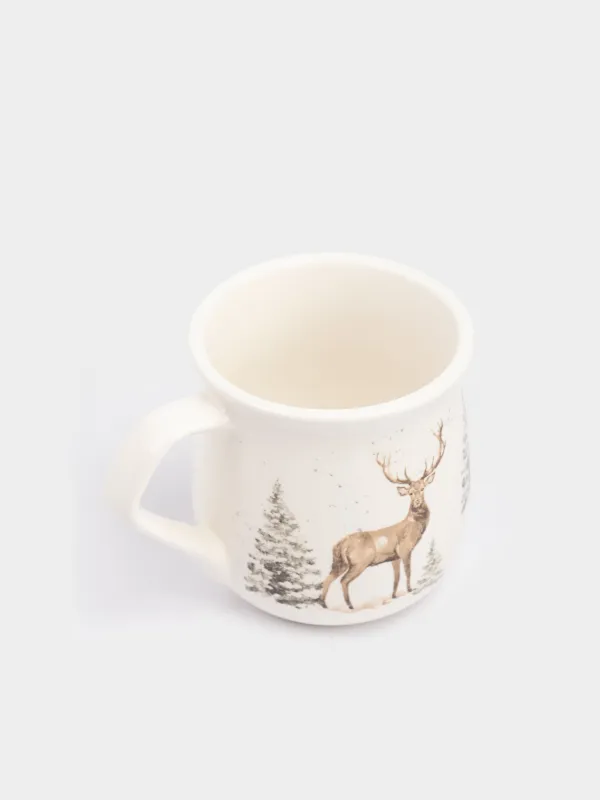 Саптыаяқ, 400 мл, керамика, ақ, Қарлы ормандағы бұғы, Woodland Story, image-2