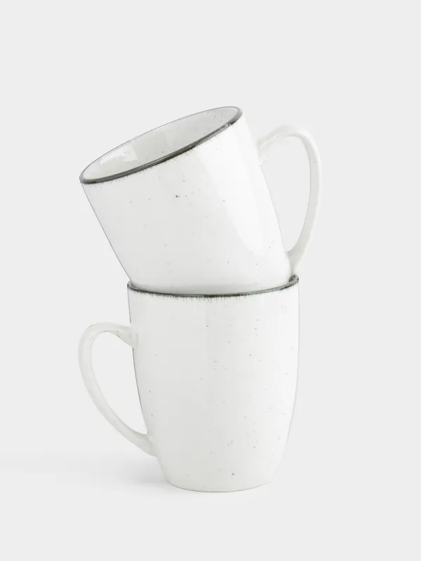 Саптыаяқ, 350 мл, 2 дана, керамика, ақ-сұр, дақты, Roxas, image-0